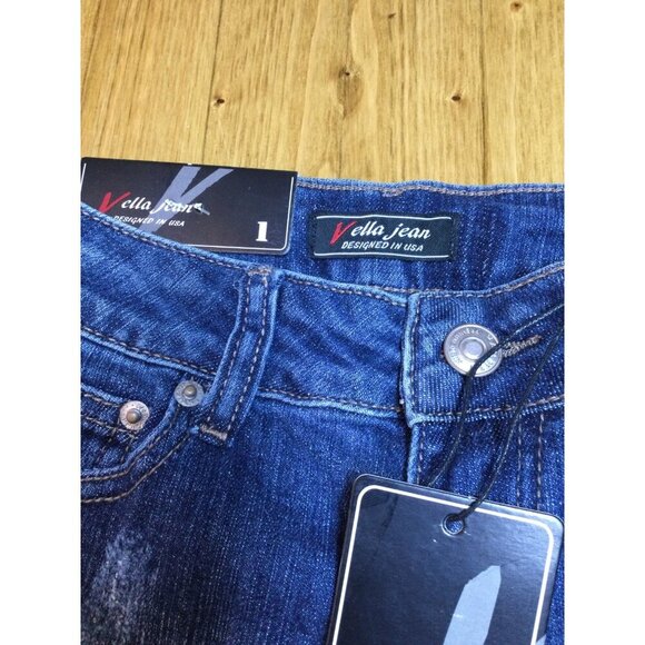 Vella Jean Womens Distressed Skinny Jeans Size 1 Cotton Blend Blue Stretch - Picture 4 of 9